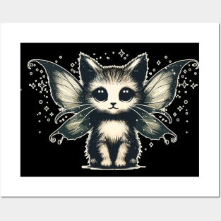 Retro Vintage Magical Fairy Cat Posters and Art